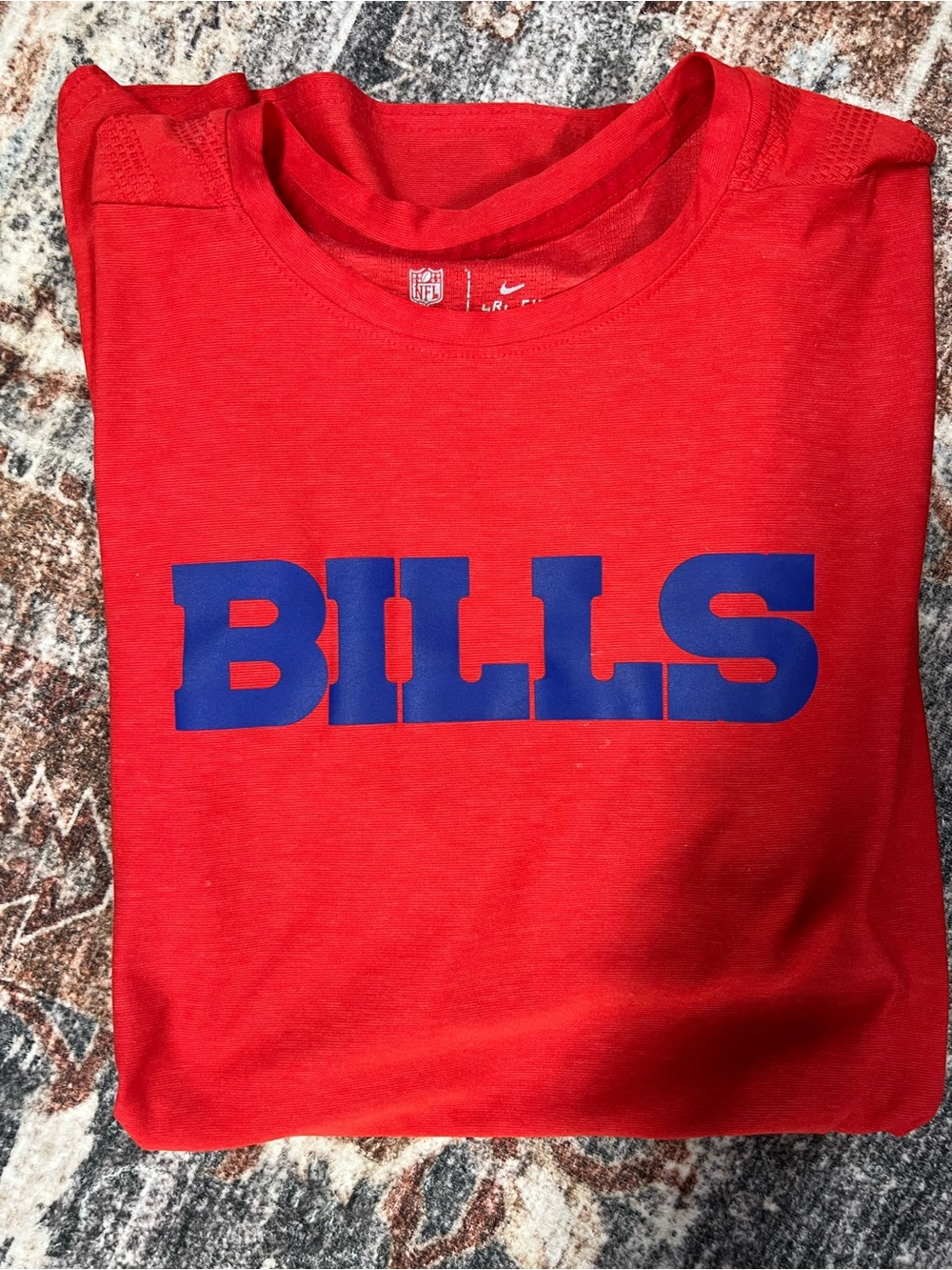 Nike Red 'BILLS' Short Sleeve Tee with Blue Logo